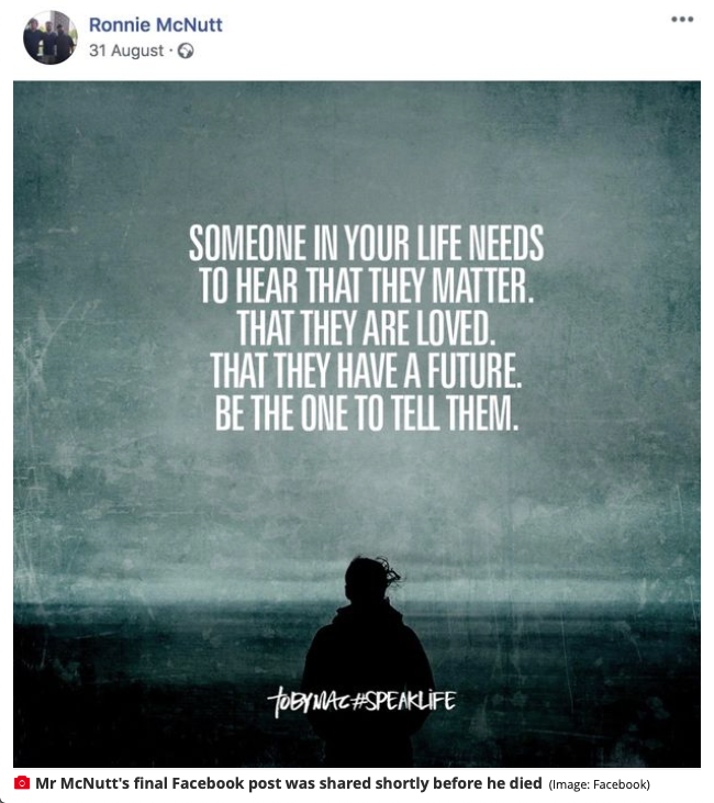 Ronnie McNutt's last Facebook post Ronnie McNutts last Facebook post